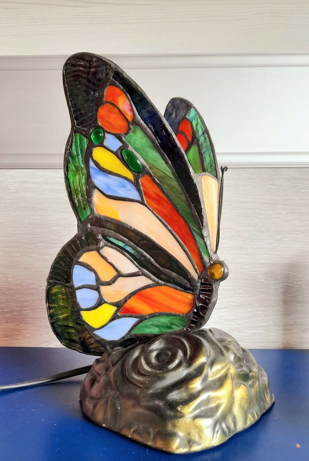 Stained glass butterfly lamp