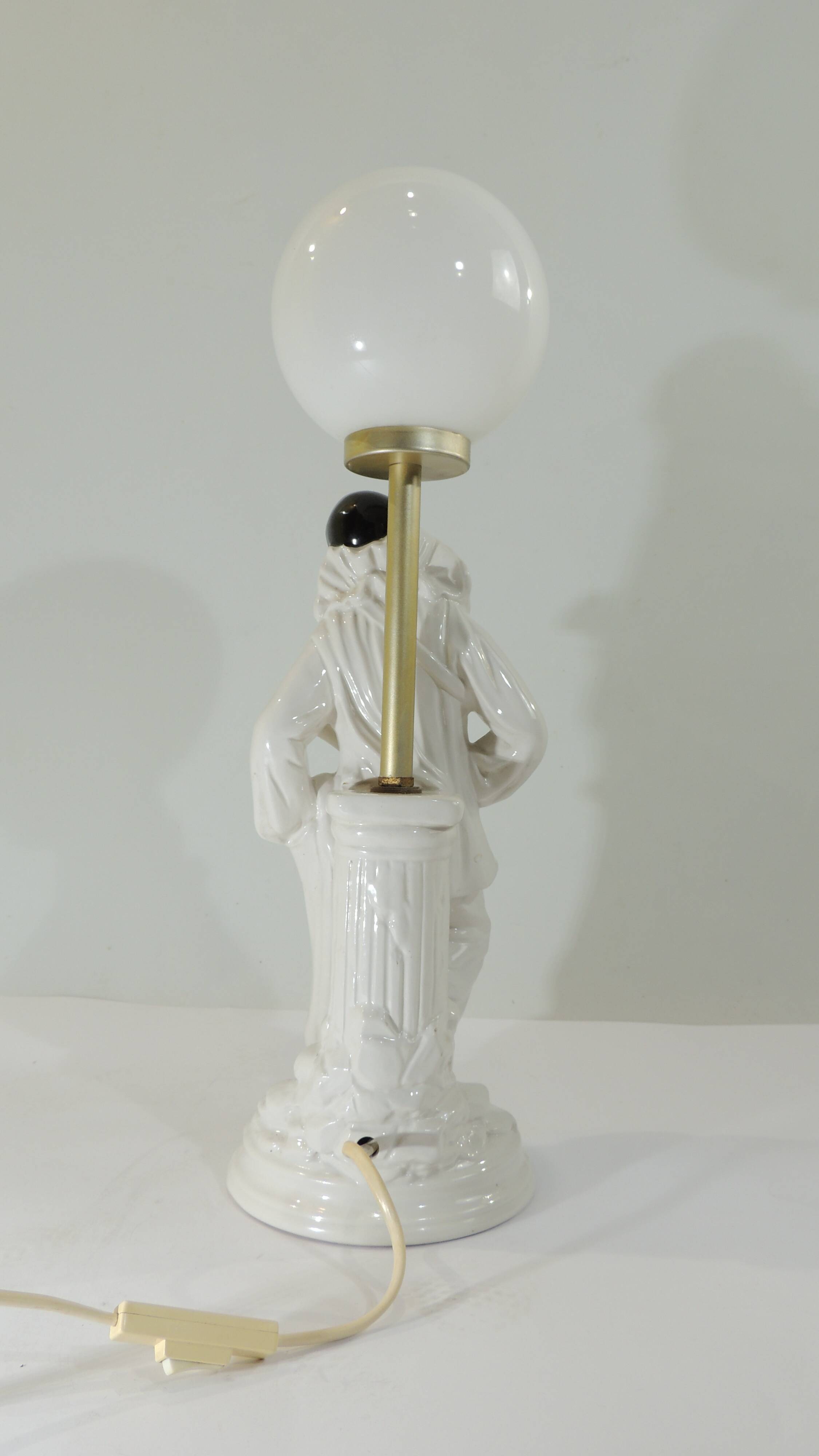 White ceramic lamp Pierrot/harlequin/1960/vintage