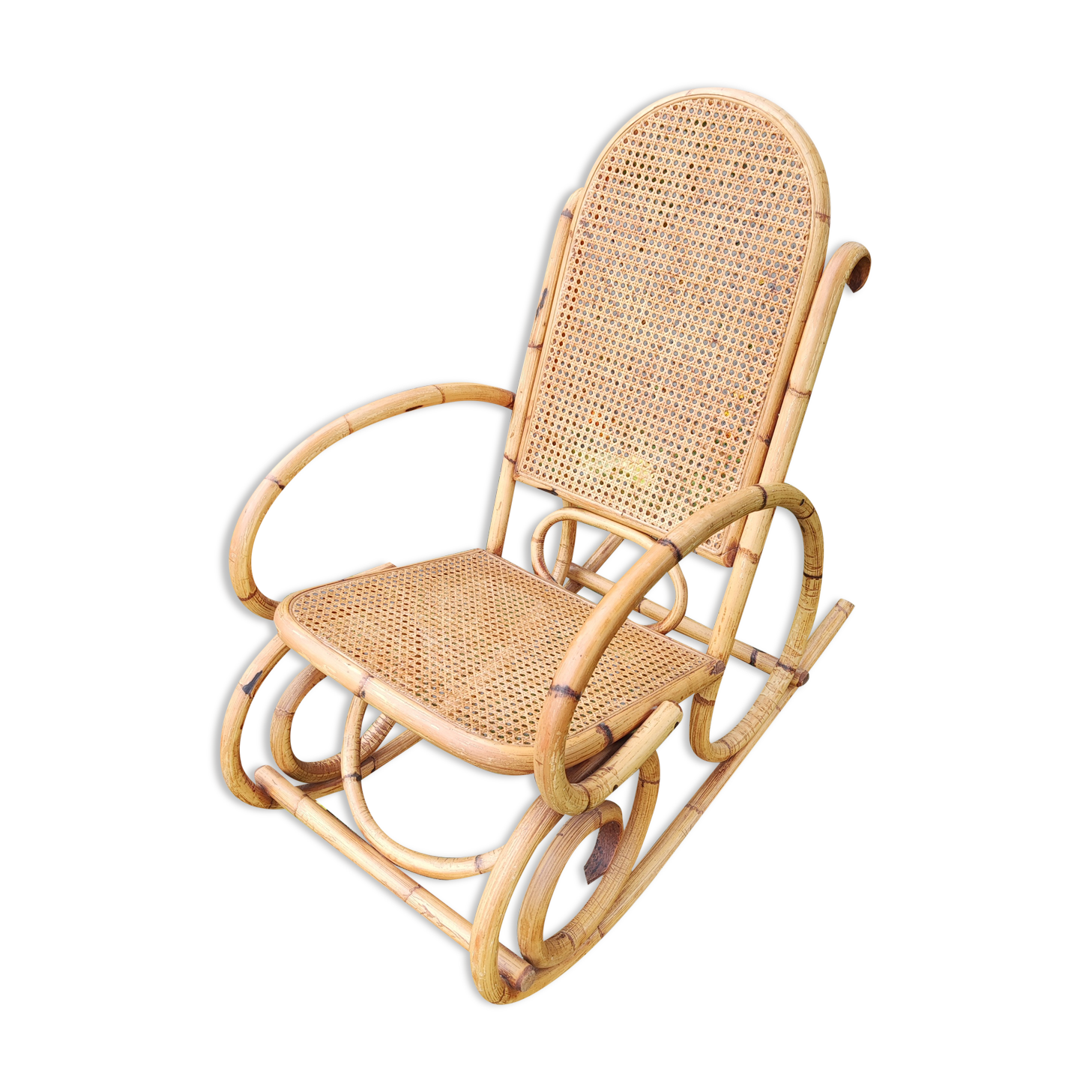 Rocking chair bamboo cannage