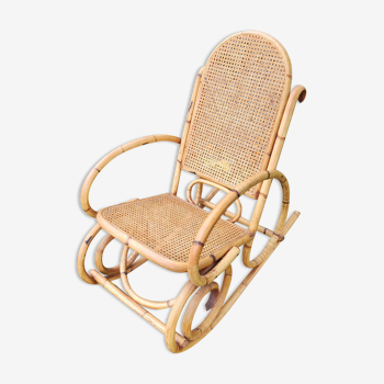 Rocking chair bamboo cannage