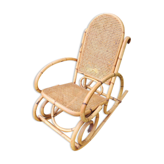 Rocking chair bambou cannage