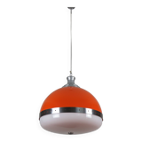 Large Italian pendant light (diameter 50 cm) orange and white Space Age 1960s