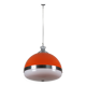 Grande suspension italienne (diamètre 50 cm) orange et blanche Space Age années 1960