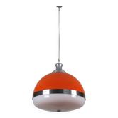 Large Italian pendant light (diameter 50 cm) orange and white Space Age 1960s