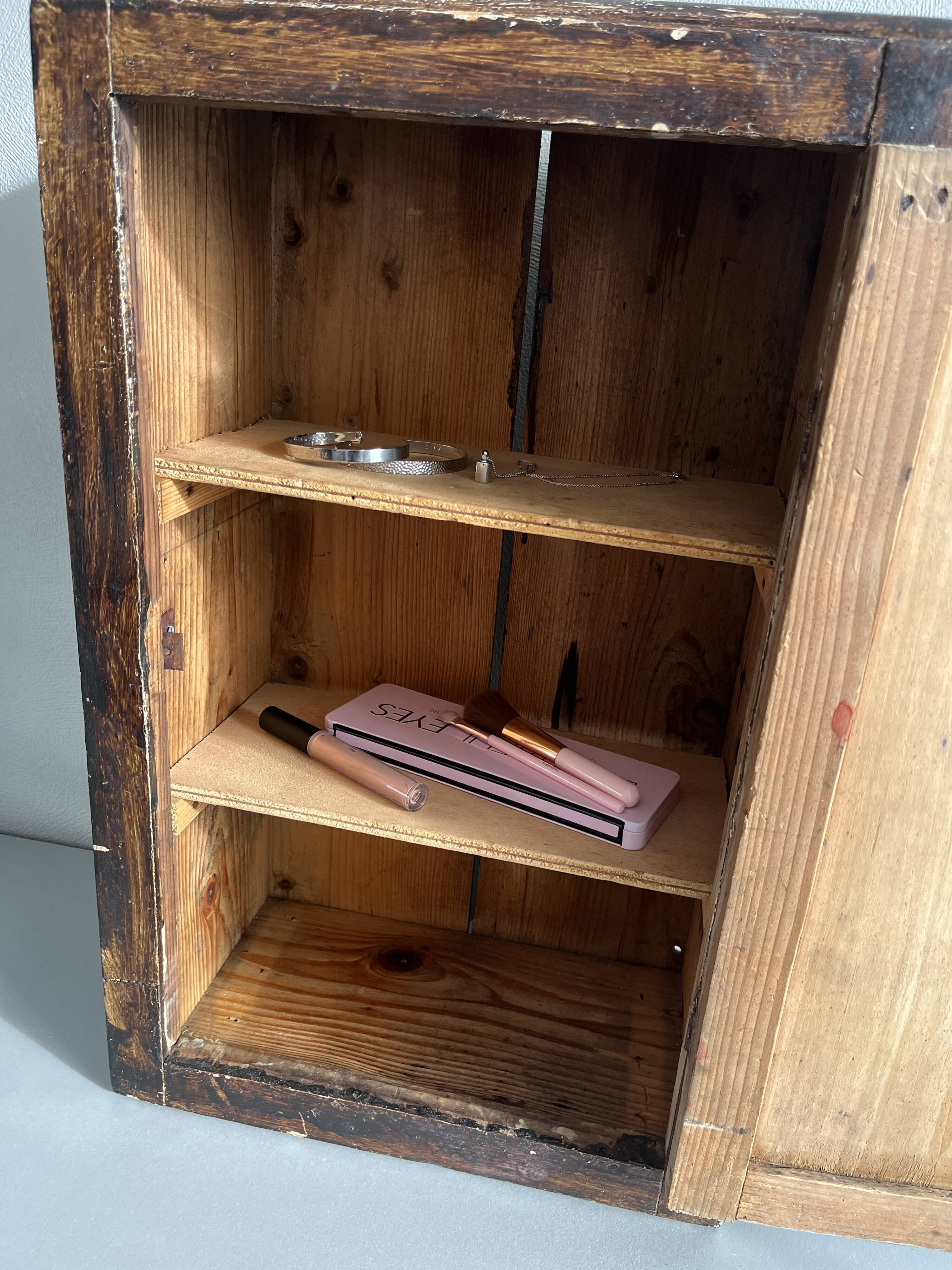 Patinated wooden toilet cabinet / pharmacy