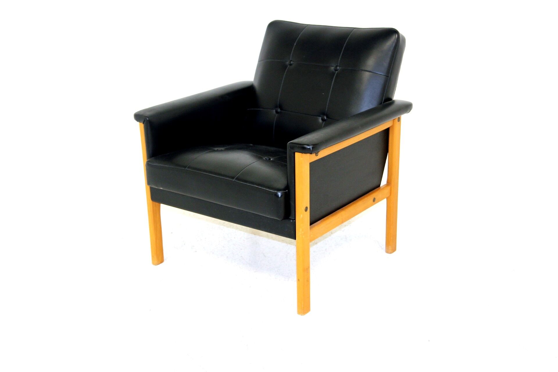 Scandinavian armchair in imitation leather, Sweden, 1950