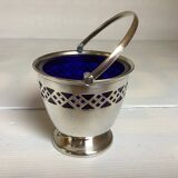 Blue and silver metal sweet jar.