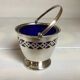 Blue and silver metal sweet jar.