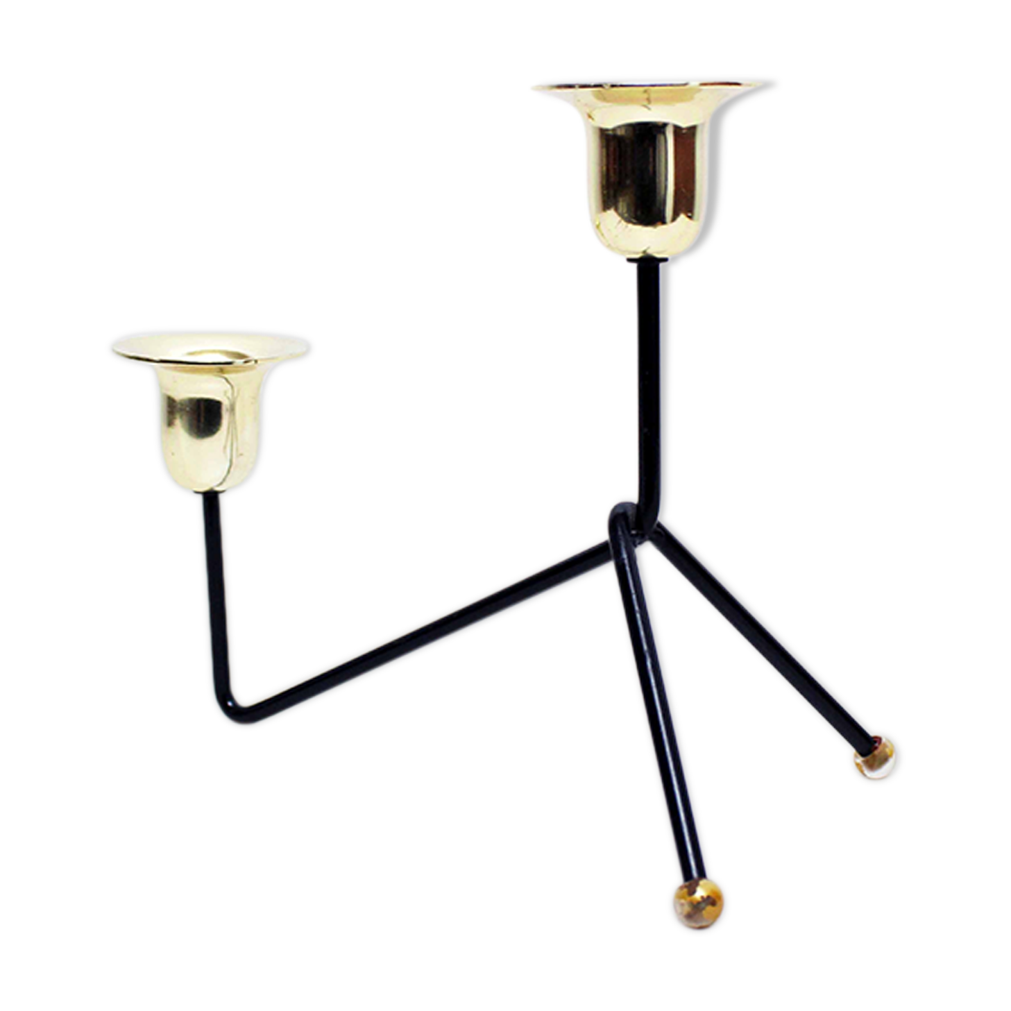 Double metal and brass candle holder