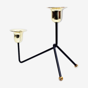 Double metal and brass candle holder