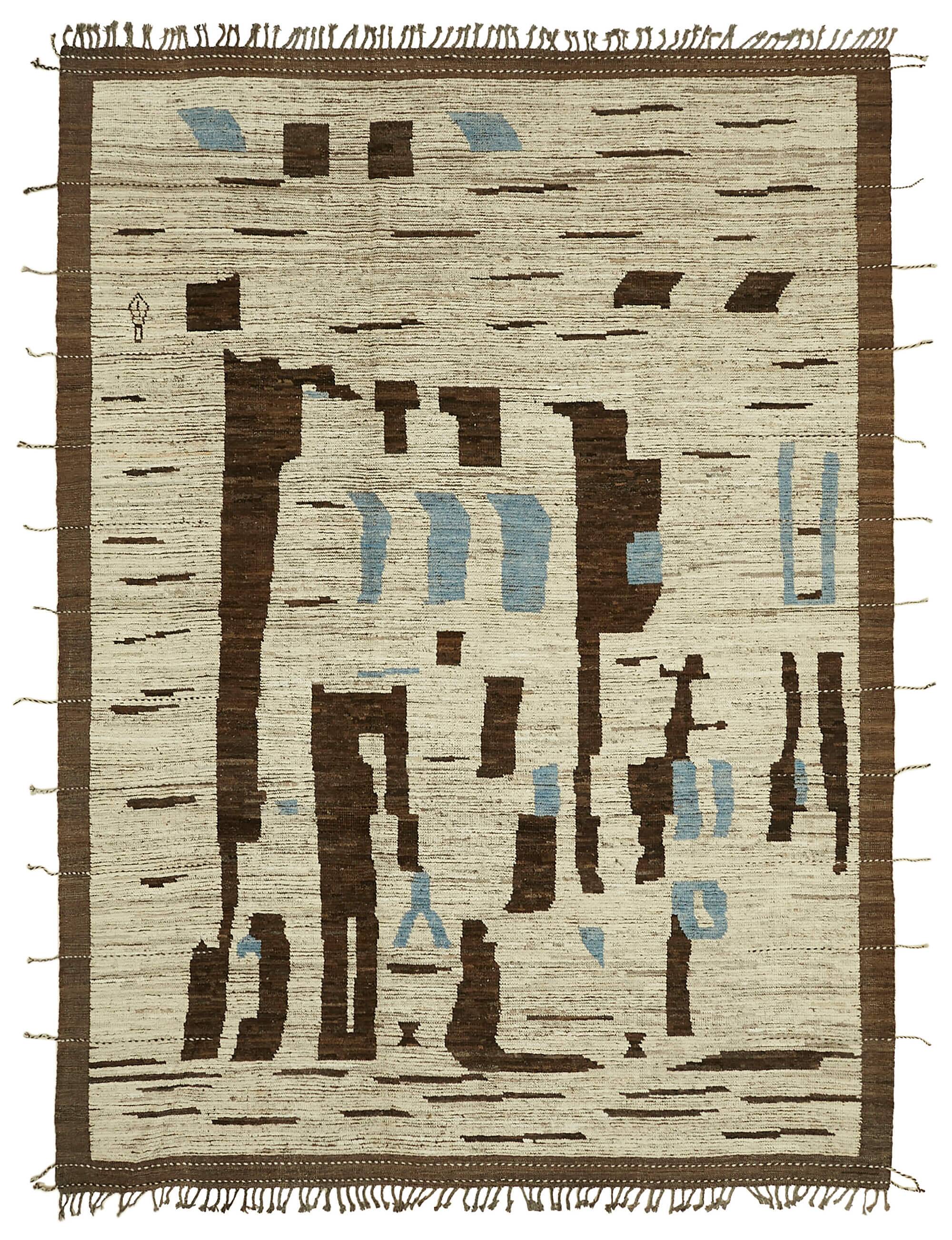 Handwoven Tribal One of a Kind 274 cm x 378 cm Beige Wool Carpet