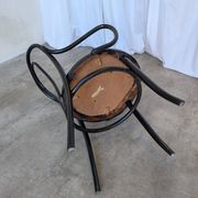 Vintage Thonet Style Dining Chair: Black Bentwood Cane Seat
