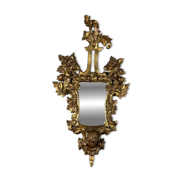 Pair of carved and gilded wooden mirrors, Italy 19th century