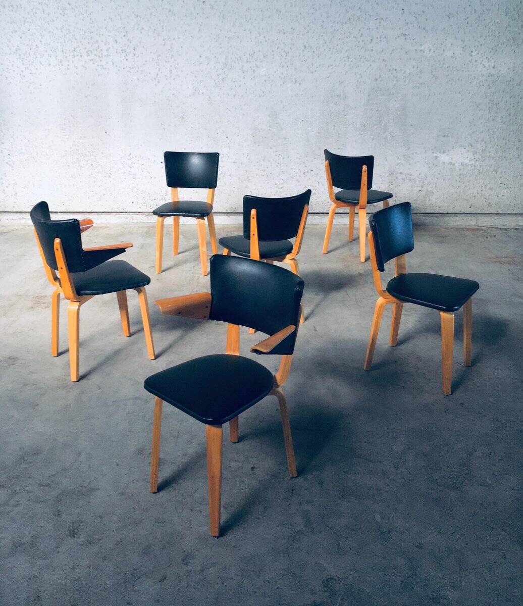 MCM Dutch Design Dining Chairs attributed to Cor Alons for Gouda Den Boer, 1950s, Set of 6