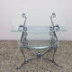 Mid-century two-tier coffee table in chromed brass and crystal