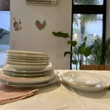 Vintage table service Limoges porcelain white with gold trim.