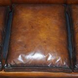 Antique Victorian leather canapé, hand-dyed, 3-4 seats.