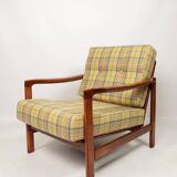 Vintage armchair tartan plaid wool design by Z. Baczyk 1965