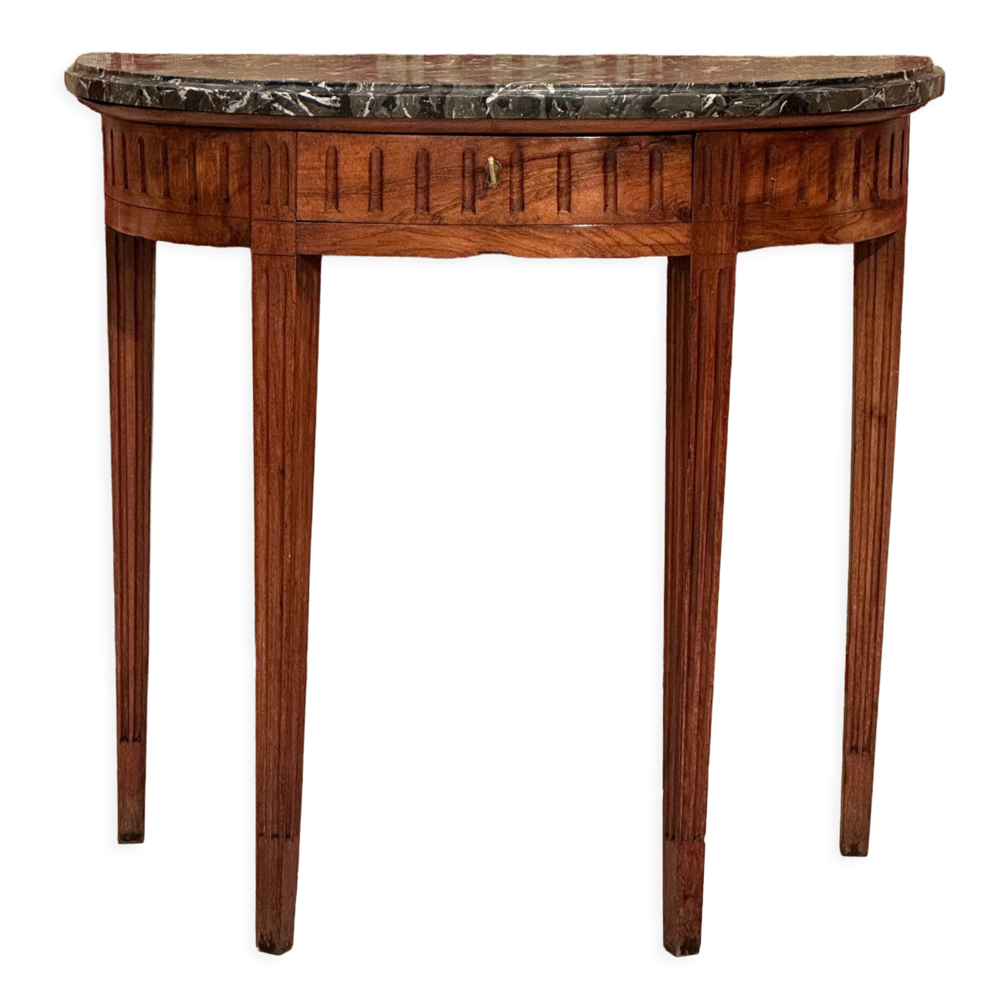 Half-moon console in walnut period Louis XVI around 1770