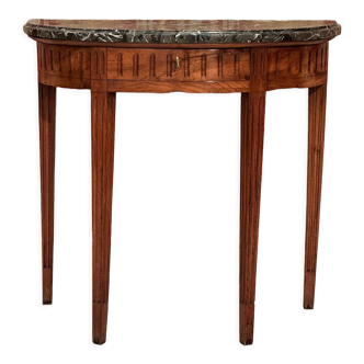 Half-moon console in walnut period Louis XVI around 1770