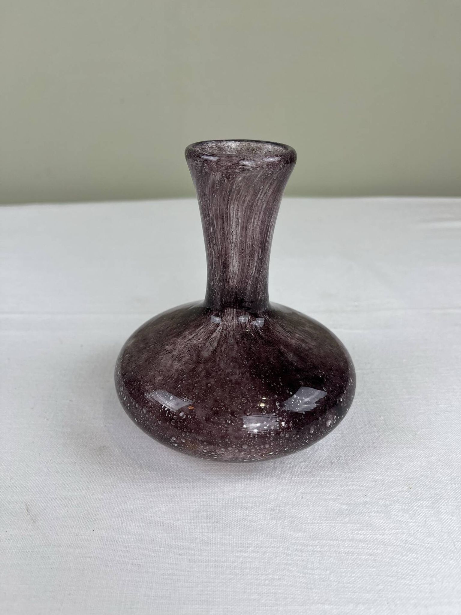 Vintage bubble glass soliflore vase in mauve/lilac.