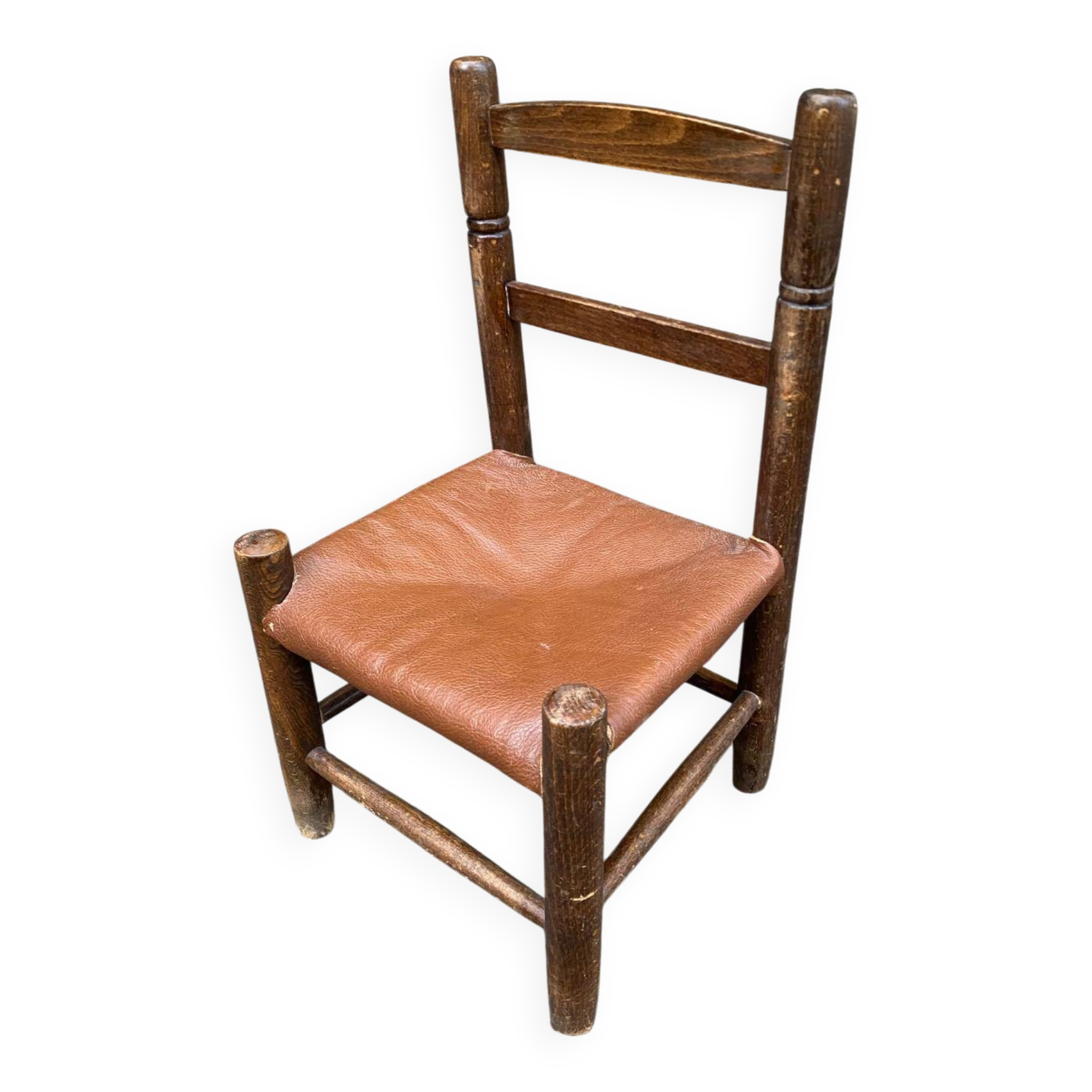 Children's chair made of solid wood and genuine leather