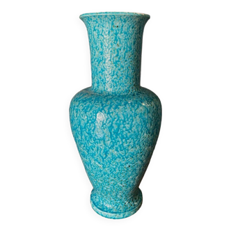 Vase en céramique Asiatides fond bleu 1960