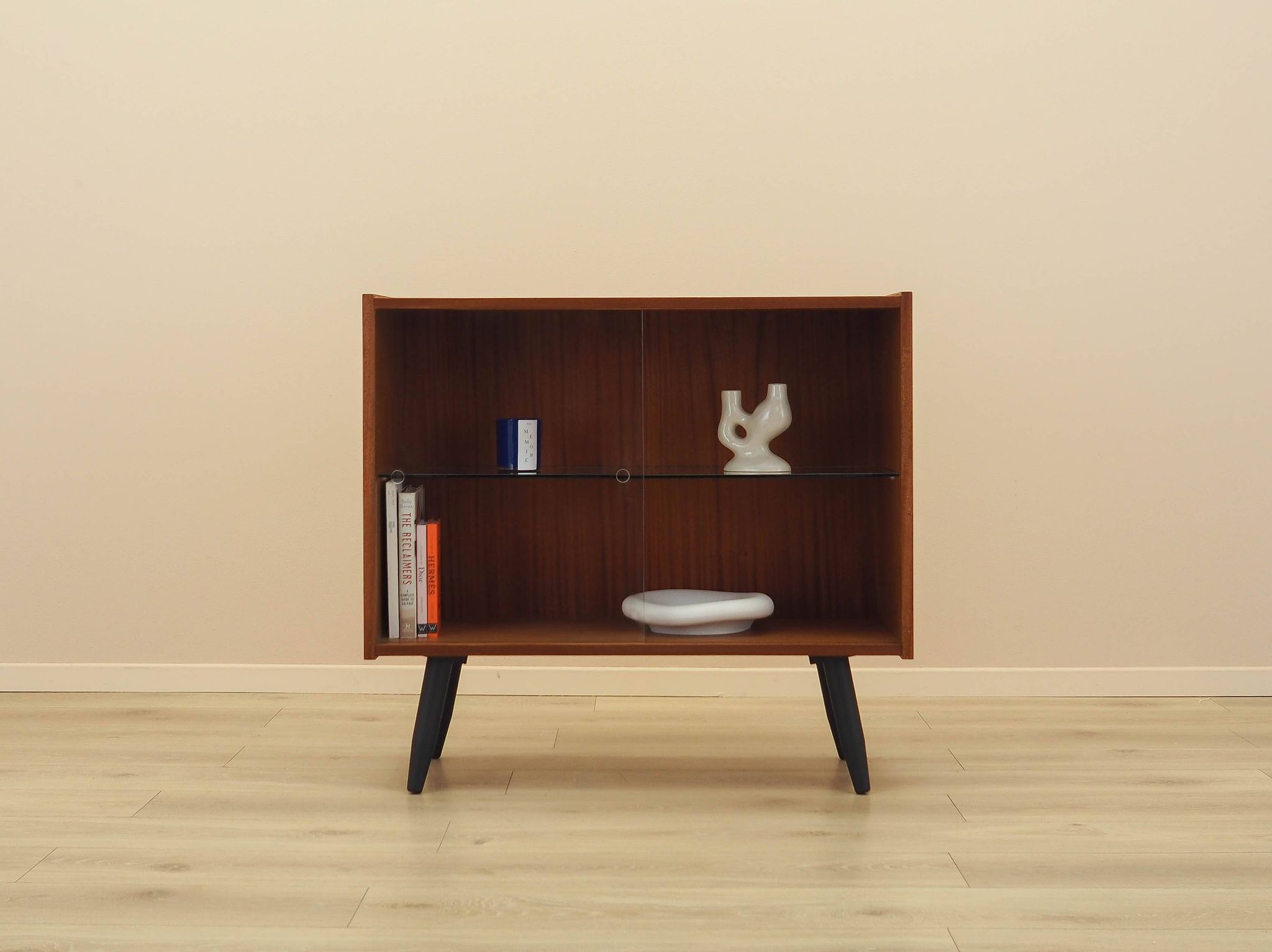 Mahogany display cabinet with glass front, Denmark, 1970s