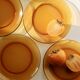 6 amber glass plates