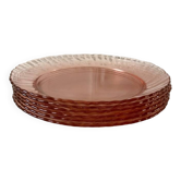 Lot de 6 assiettes plates rosaline luminarc arcoroc torsadés années 60-70