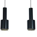 Set of 2 Alvar Aalto A110 Hand Grenade pendant lamps in black with brass detail