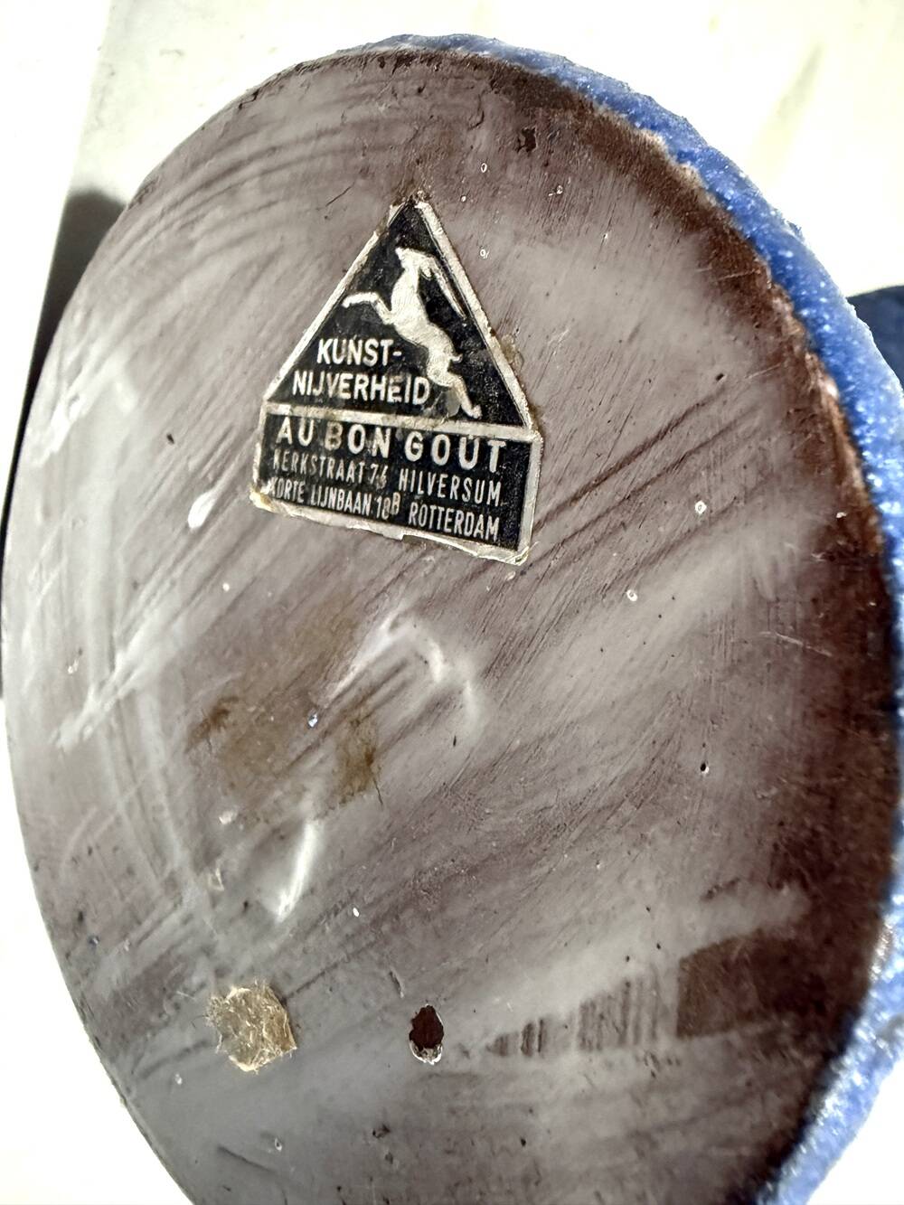 Blue ceramic candle holder 1960’s