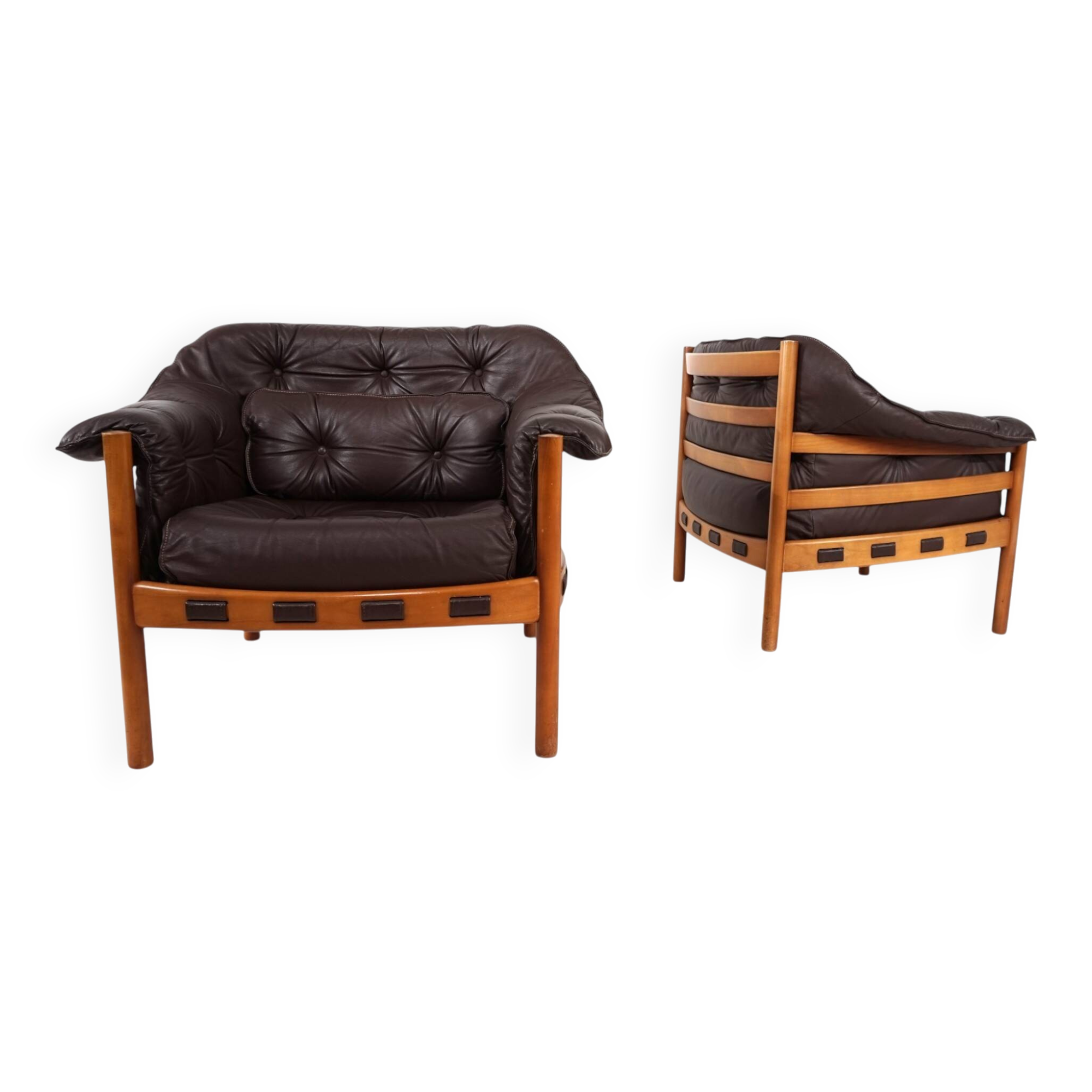 Paire de fauteuils en cuir Coja par Sven Ellekaer, 1960