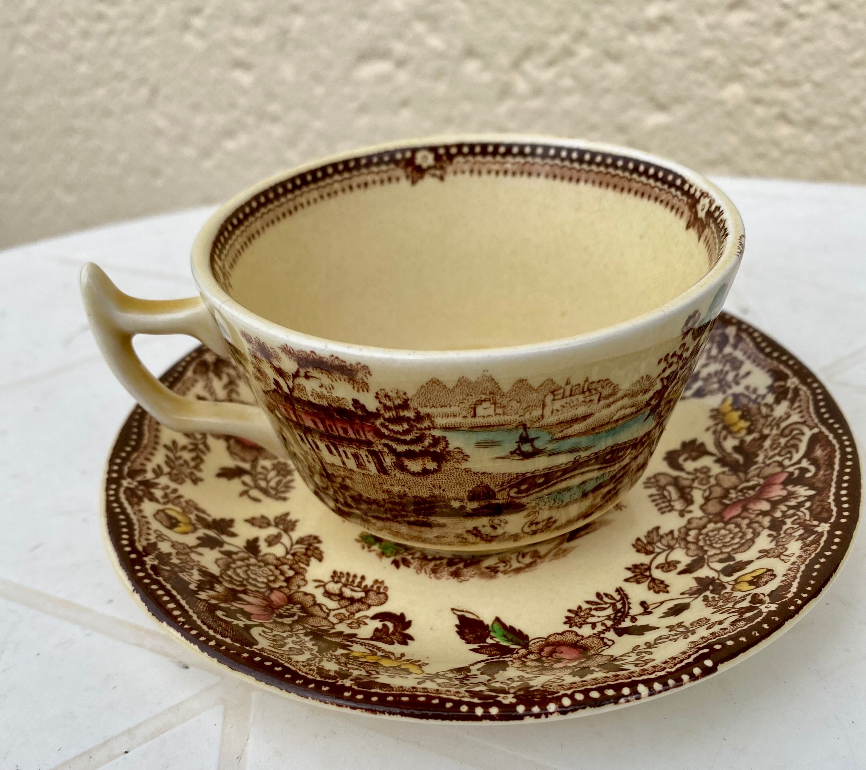 Tonquin Staffordshire cup and saucer