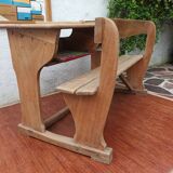 Double wooden school desk