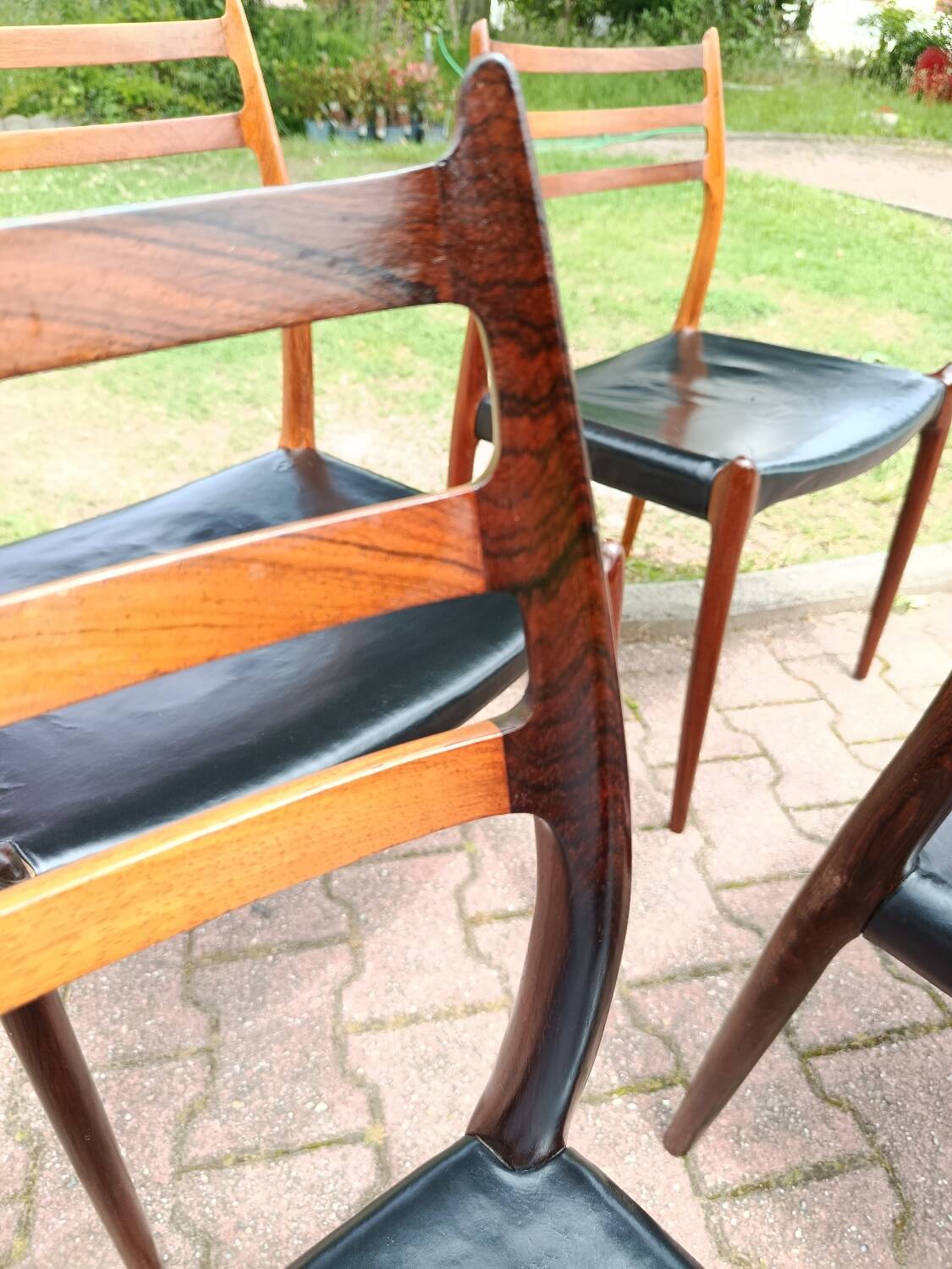 6 chaises Niels Otto Moller no78 en palissandre et cuir