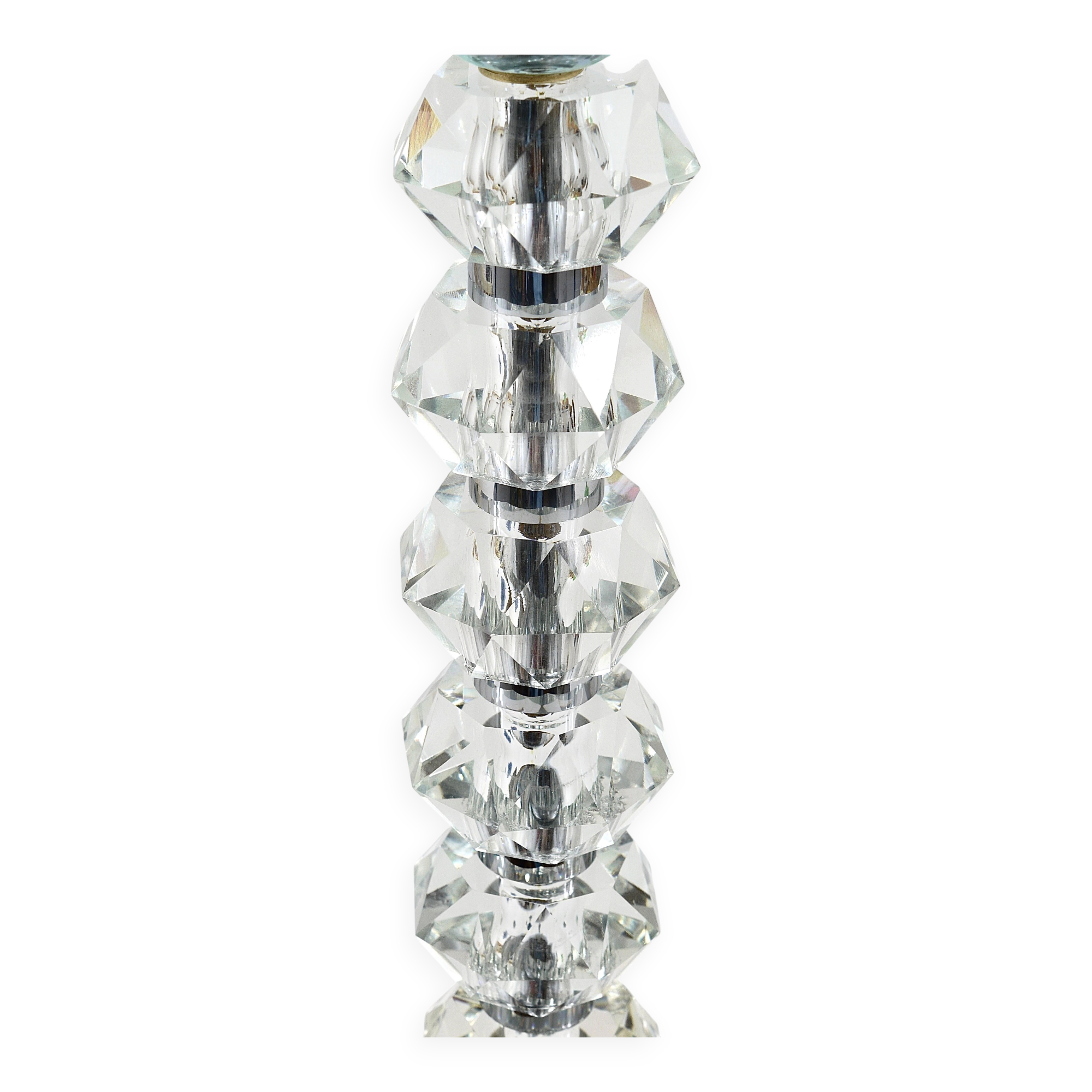 Two Bakalowits table lamps with huge faceted diamond crystals, Austria, 1970s.