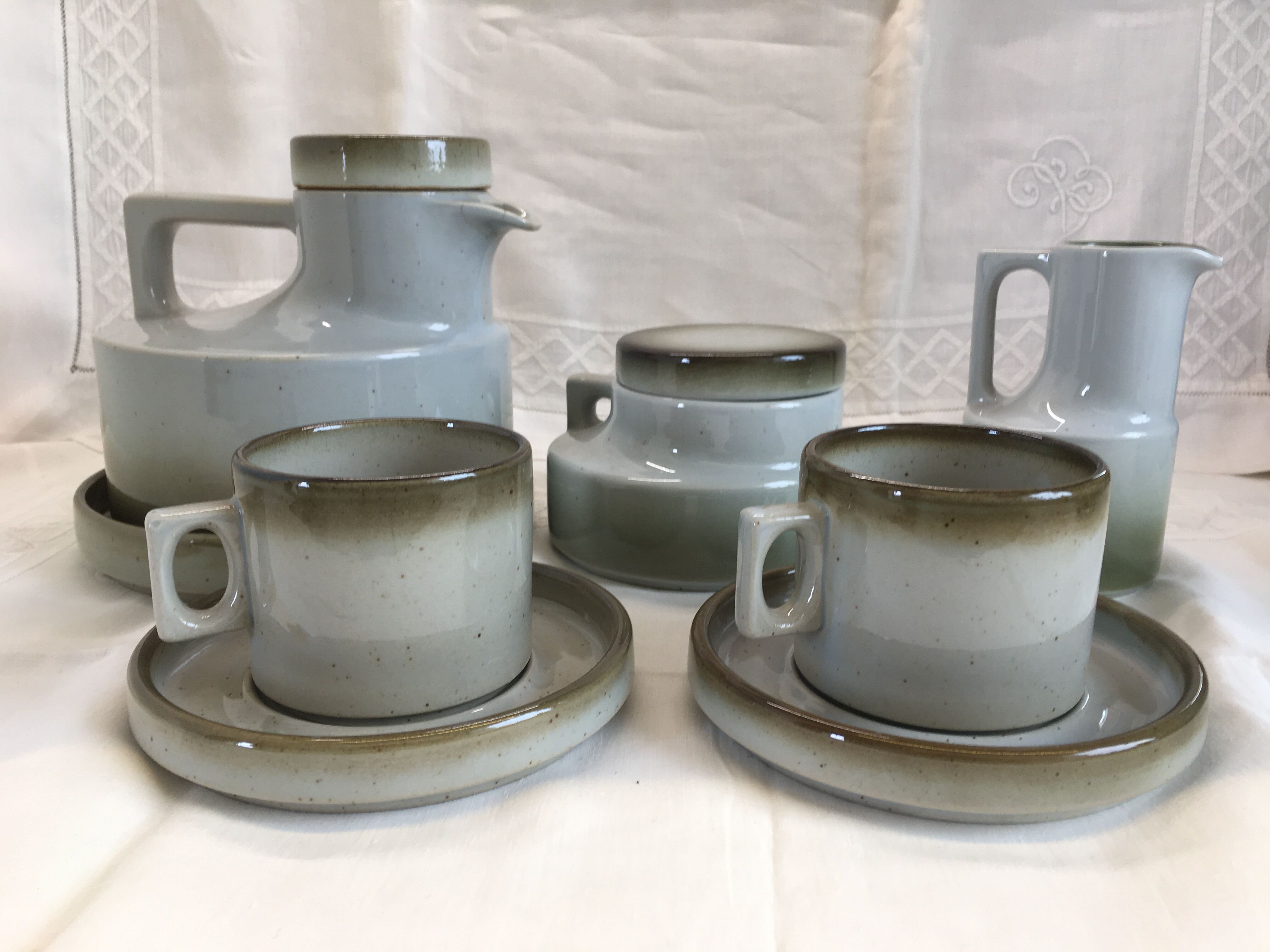 Rare coffee / tea service in Brenne sandstone "Grand Feu" - France 70s