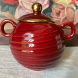 Saint Clément Art Deco Burgundy and Gold Sugar Bowl
