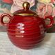 Saint Clément Art Deco Burgundy and Gold Sugar Bowl