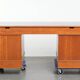Classic wooden desk in English style with 4 drawers and a blue leather top