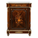 Elegant Napoleon III style commode with fine marquetry, gilded bronze mounts, and a marble top.