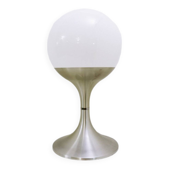 Glass opaline and Brushed aluminum Floor/table lamp - 1970s - H:75cm