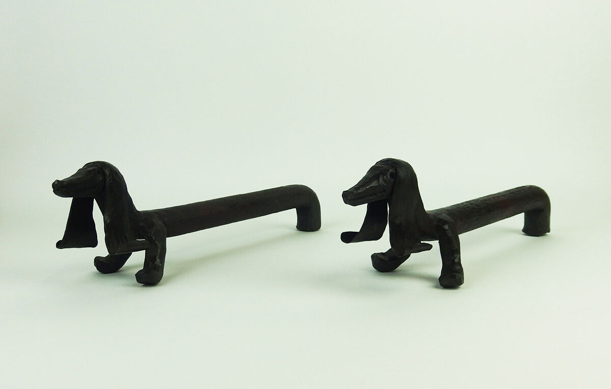 Pair of wrought iron "dog" chenets