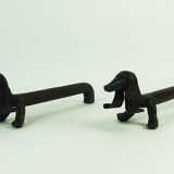 Pair of wrought iron "dog" chenets