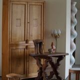 Brutalist oak desk from the mid-century, made in France in the 1950s.