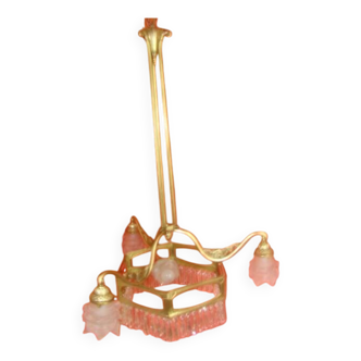 Art Deco period chandelier (1925) with four light arms.