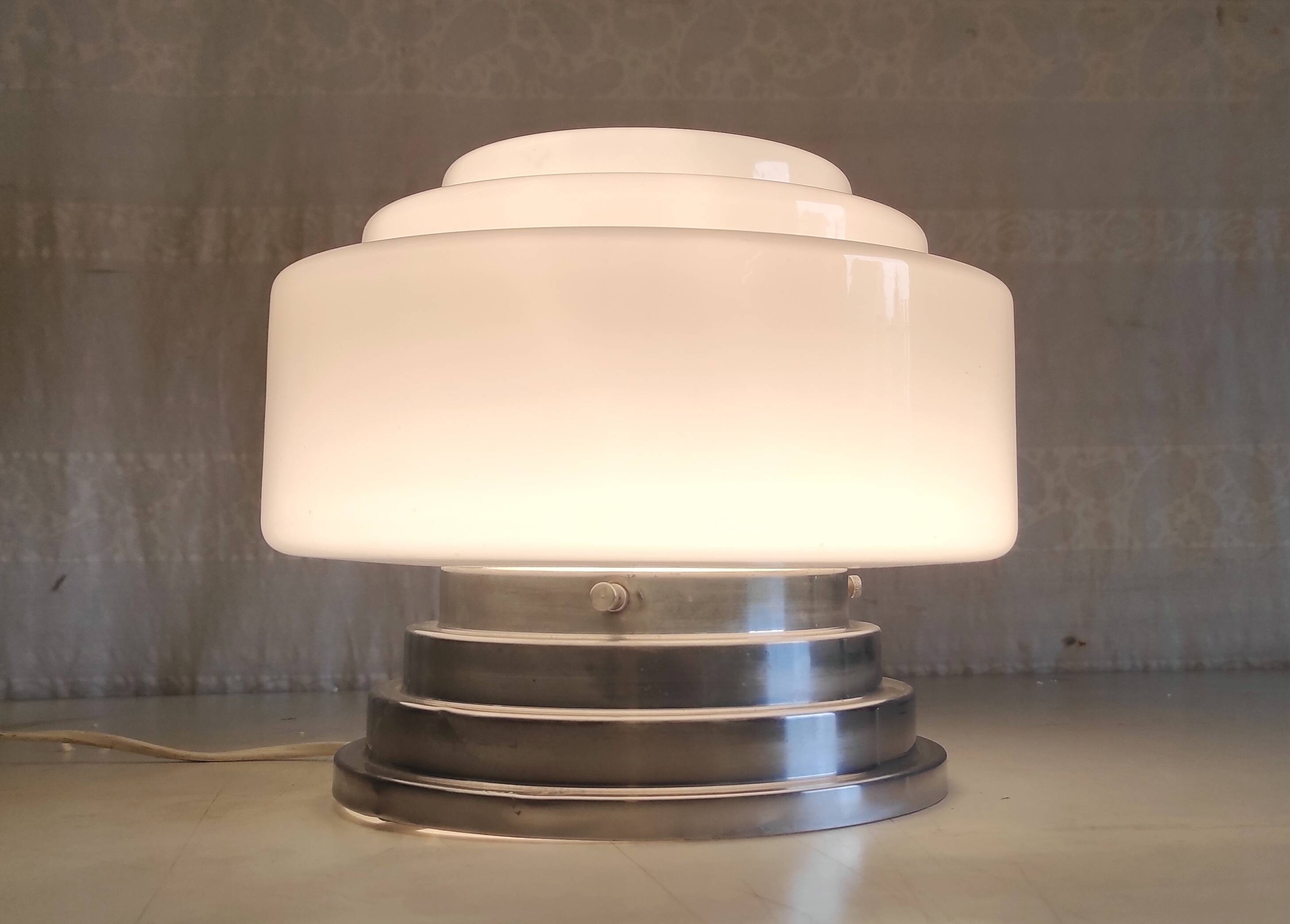 Mazda style Bauhaus opaline globe ceiling light - 1930s/40s
