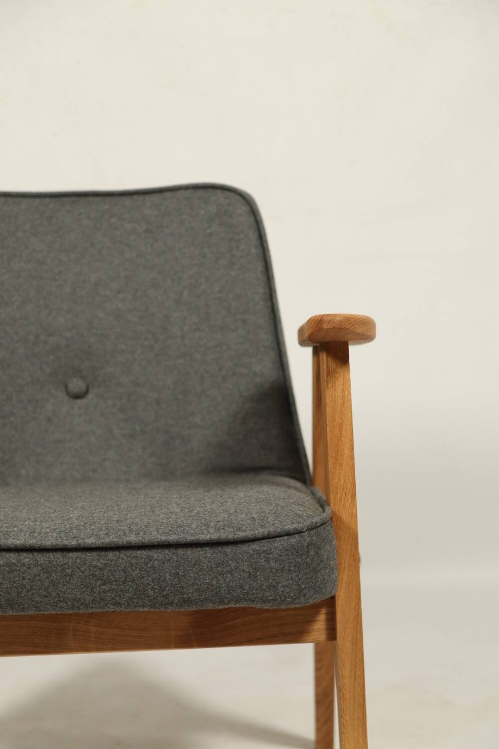 Vintage armchair anthracite gray natural wool oak wood
