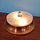 Plafonnier Art Déco en cuivre et verre dépoli, 1930